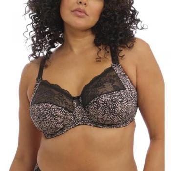 Elomi Morgan Full Cup Underwire Banded Bra with Stretch Lace in Ebony, Size 36DD