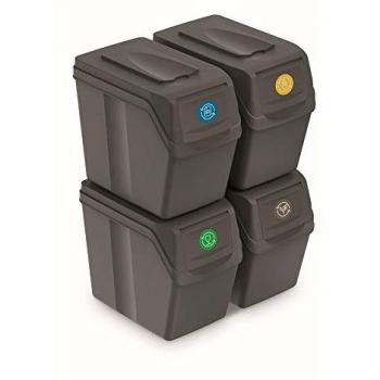 Juego de 4 cubos de reciclaje 80L PROSPERPLAST Sortibox de plástico en color gris