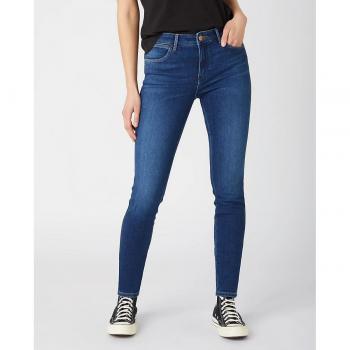 Vaquero pitillo de mujer Wrangler de tiro medio con bolsillos, color azul