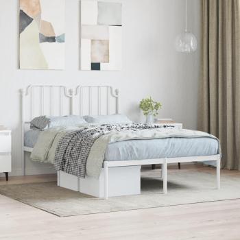 Cabecero de metal blanco 120x190 cm con estructura de cama, estilo moderno, material metálico resistente, acabado en color blanco