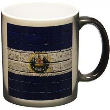 3dRose mug _ 155223 _ 3 bandera nacional de El Salvador pintado en una pared de ladrillo Salvadorian Magic transformando taza, 11-Ounce