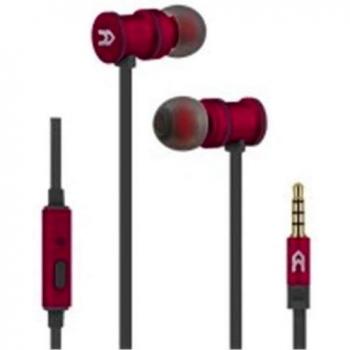 Avenzo - Auriculares con Cable, Modelo AV636RJ, Carcasa de Aluminio, Función Manos Libres, Cabezales Imantados, Auriculares con Micrófono, Color Rojo