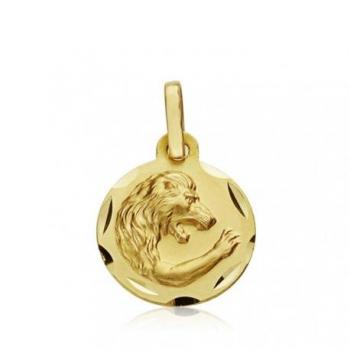 Medalla de oro 18k con horóscopo Leo de 13mm - signo zodiaco