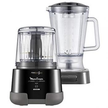 Moulinex Picadora 1.2.3 Ultimate ‎DP8158 - Picadora eléctrica de alimentos y batidora de vaso de 1000 W, 2 barillas Powelix, con una capacidad de 350 g/ 550 ml, revestimiento de titanio, negro
