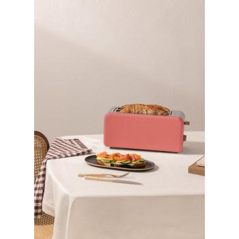 Tostadora eléctrica retro XL 1500W con ranuras anchas y 6 niveles de tostado