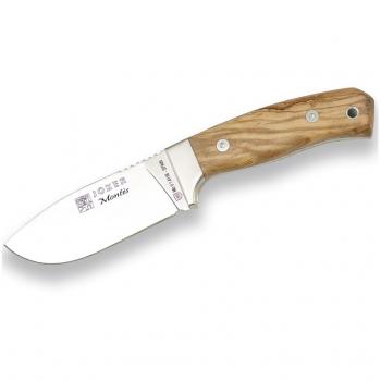 Cuchillo de monte Joker Montés CO18 con hoja de 10 cm, mango de madera de olivo y múltiples usos para pesca, caza, camping y senderismo
