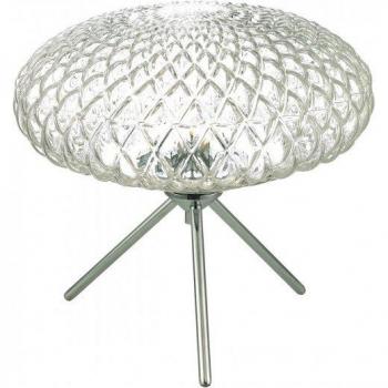 Lámpara de Mesa Bibiana Cromo Brillo con Cristal Texturizado, 1 Bombilla, 26.5 cm
