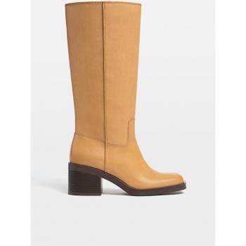 Stradivarius Heeled country-style knee-high boots in BROWN