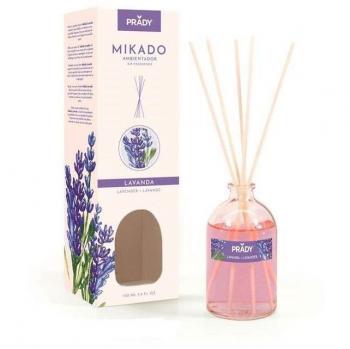 Prady Ambientador Mikado Lavanda - Frasco de Cristal 100ml y Varitas Difusoras-8423564088963