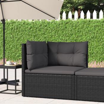 Black Poly Rattan Garden Corner Sofa with Cushions