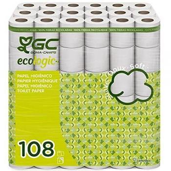 Gcecologic+ Papel higiénico doméstico, de celulosa reciclada: 108 rollos de 14 m. c/u; 1512 metros totales de papel de baño