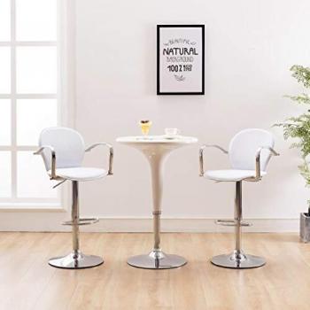 vidaXL Taburetes de cocina reposabrazos 2 uds cuero sintético blanco