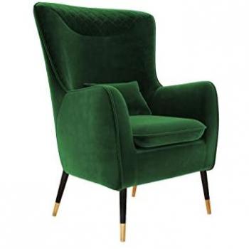 Sillón Orem 114 de Relax, Tapizado en Magic Velvet Verde, Estructura de Metal, Dimensiones 103x79x87cm