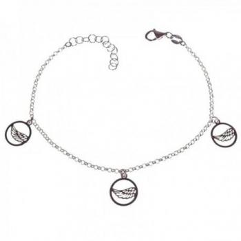 Pulsera de Plata 925m para Mujer con Círculos Calados y Alas