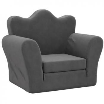 Sofá Cama Infantil de Felpa Suave Gris Antracita