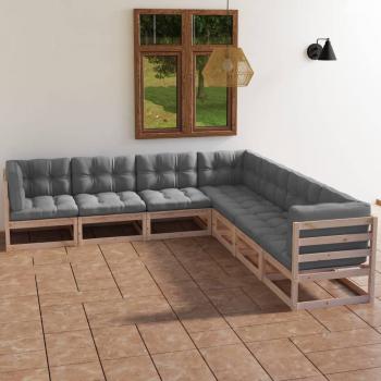 7-Piece Solid Pine Garden Lounge Set with Cushions