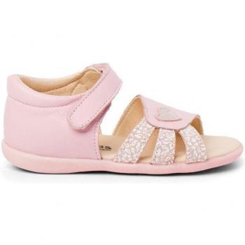 Sandalias de bebé niña de piel de primeros pasos con corazón