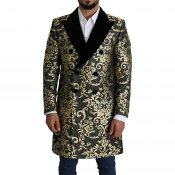 Dolce & Gabbana Black Gold Jacquard Long Coat SICILIA Jacket - IT52 | XL