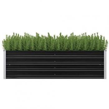 vidaXL Arriate Exterior Grande Macetero Huerto Urbano Maceta XXL Mesa Cultivo Verduras Plantas Flores Acero Galvanizado Gris Antracita 160x40x45 cm