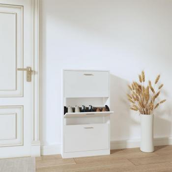 Mueble Zapatero de Madera Contrachapada Blanco Brillo 59x17x108 cm