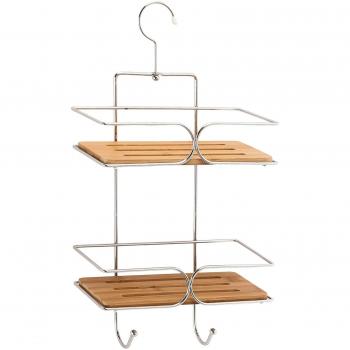 Estanteria baño cromada y bambu 25x11x38.5cm bambú