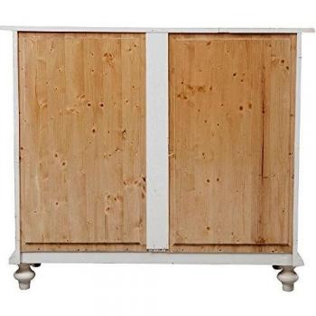 Cómoda Vintage de Madera Maciza Estilo Country 4 Cajones Acabado Blanco Envejecido 114x49x99 cm