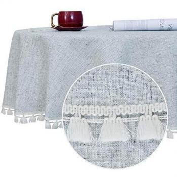 Deconovo Mantel Antimanchas Rectangular Suave Moderno Decorativas con Borlas 140cm Gris Claro