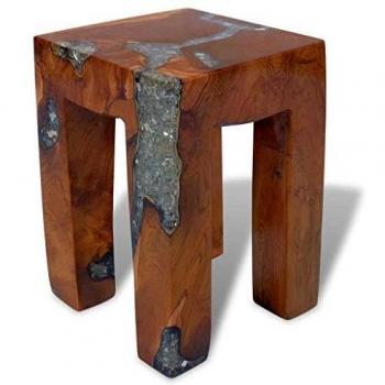 vidaXL Stool Solid Teak Wood and Resin