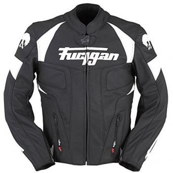 6157-143 L - Furygan Shelby Leather Motorcycle Jacket L Black White