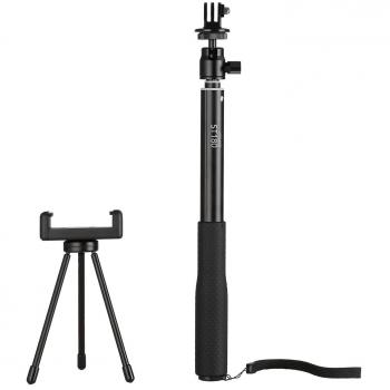 APEMAN Palo Selfie, Palo para Autofoto con Trípode Plegable para Apeman Cámara Deportiva, Mini-Proyector y Gopro hero 1 2 3 3+ 4, para Teléfono Inteligente, Negro