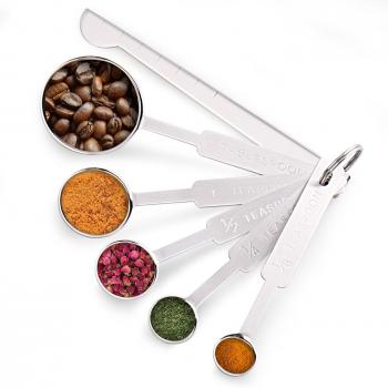 Measuring Spoons, Splaks Stainless Steel Set of 6 With Measuring Ruler for Measuring Dry and Liquid Ingredients and Calibrating, Stirring and Can-Opener by Splaks