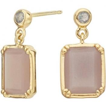 Pendientes Itemporality piedra lunar peach y labradorita bañados en oro - SEA-212-132-UU