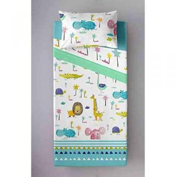 Icehome S2801078 Juego de Sábanas Baby Safari, Cama de 90, Multicolor, 160 x 270 cm