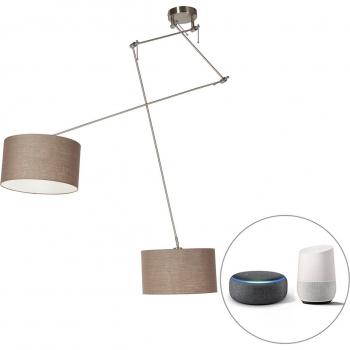 Lámpara colgante inteligente de acero con pantalla de 35 cm en color topo y 2 bombillas Wifi A60 - Blitz