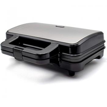 MPM MOP-20M Sandwich Maker, 2-Slice Capacity, Triangle-Shaped Non-Stick Plates, Automatic Temperature Control, Compact Design, Stainless Steel Finish, 900 Watts