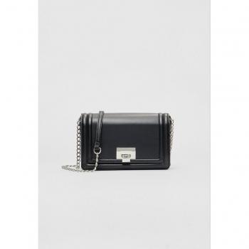 Stradivarius Black Crossbody Bag with Decorative Hardware OS