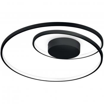 Plafón LED integrado Oz, metal y plástico negro, 1 bombilla, 18 cm, lámpara LED semiempotrada decorativa en forma de remolino integrada, color negra, temperatura de color 3000K