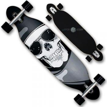 Monopatín longboard de madera con rodamientos ABEC 13 y tabla de arce con forma twin tip de 9 capas, Jack Ripper