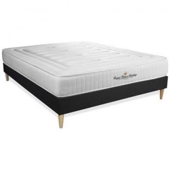 Juego de Cama Royal Palace - Somier Negro + Colchón de Muelles y Viscoelástica 160 x 210 cm, Grosor 22 cm, Firme, 3 Zonas de Confort