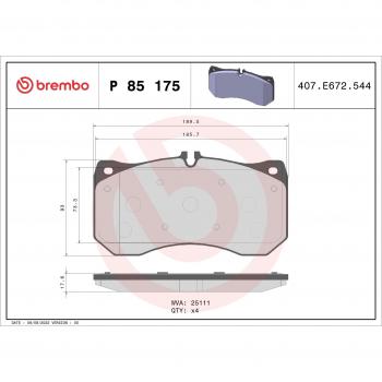 Pastillas de freno BREMBO P 85 175