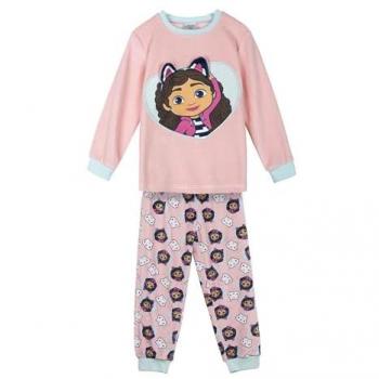Pijama Infantil Largo de Fleece Rosa Gabby's Dollhouse con Aplicaciones Suaves y Diseño Exclusivo