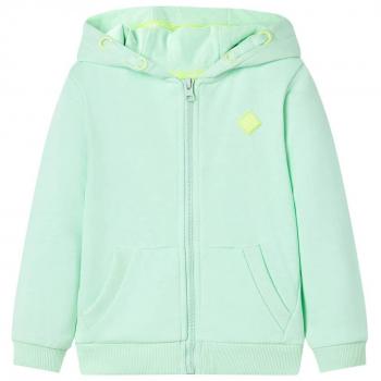 Sudadera infantil con capucha y cremallera verde brillante 92