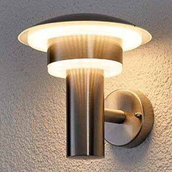 Aplique LED exterior Lillie de acero inoxidable, moderno, color gris, 1 llama