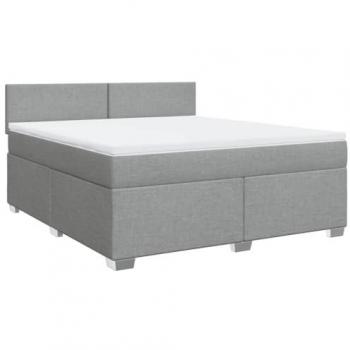 Cama box spring con colchón tela gris claro 180x200 cm