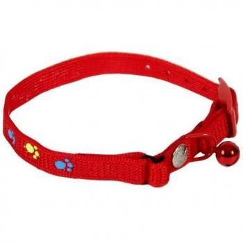 Collar para gato elástico de nylon con diseño de patas rojas - Martin Sellier 35 x 1 cm