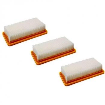 Set de 3 filtros plisados planos compatibles con aspiradoras Kärcher AD2, AD3.200, AD3000, AD3 Premium Fireplace, AD4 y AD4 Premium - Elemento filtrante