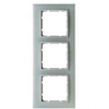 Hager Berker B7 | Marco 3 Elementos Cristal / Blanco Polar 10136909 - Diseño Elegante
