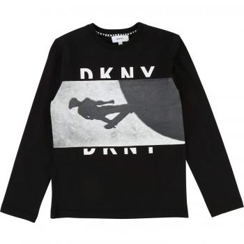 DKNY - Camiseta de Manga Larga - para niño Negro 158 cm-164 cm