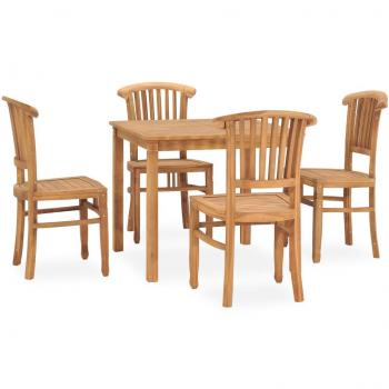 Conjunto de comedor para jardín 5 piezas madera maciza de teca