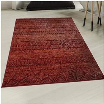 Alfombra Beréber Étnica Roja 160x230 Tejida en Polipropileno